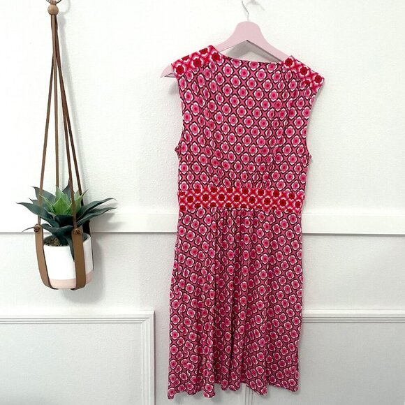 Boden Thea Sleeveless Short Sleeve Dress Sangria Sunset Geo Pome Size 8 - Picture 5 of 5